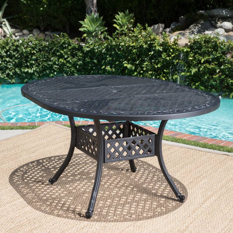 Outdoor Expandable Aluminum Dining Table - Black