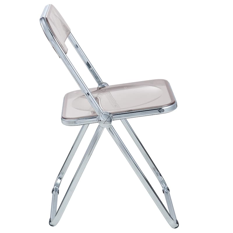 LeisureMod Lawrence Acrylic Folding Dining Chairs and Dining Table Set