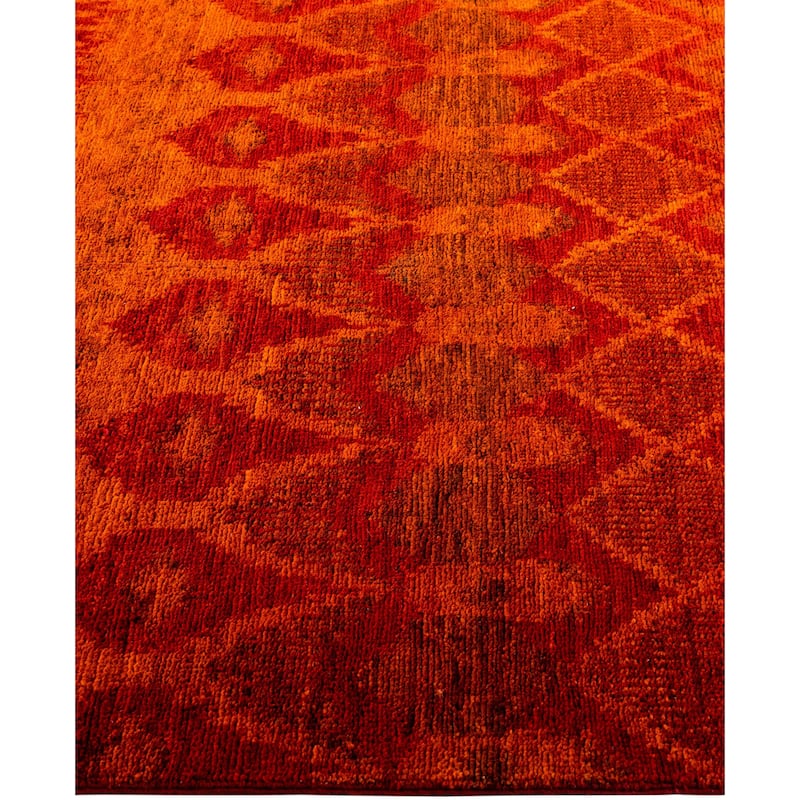 Overdyed One-of-a-Kind Hand-Knotted Area Rug - Orange - 4' 0" x 6' 1"