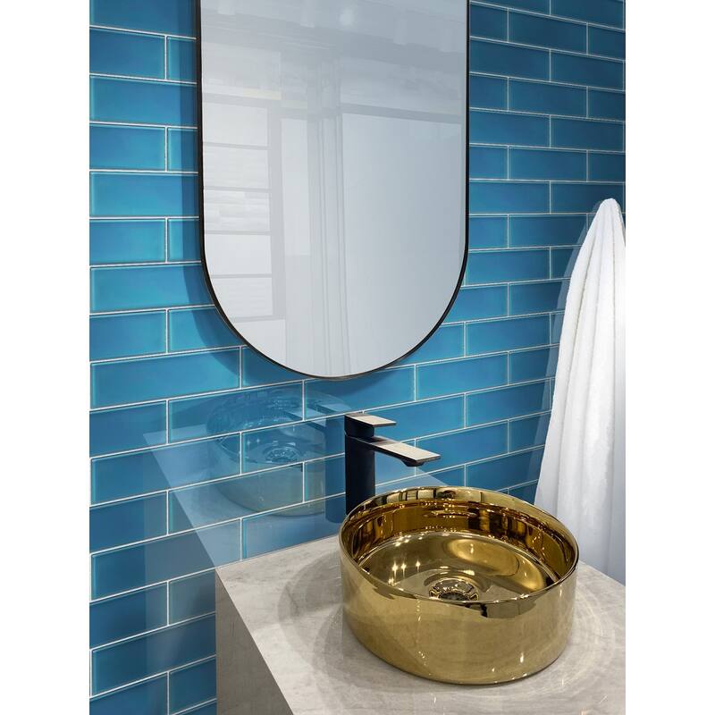 Apollo tile 3" x 12" Colorway Glossy Cerulean Blue Glass Tile (5 sq ft/case) - 20 Pack