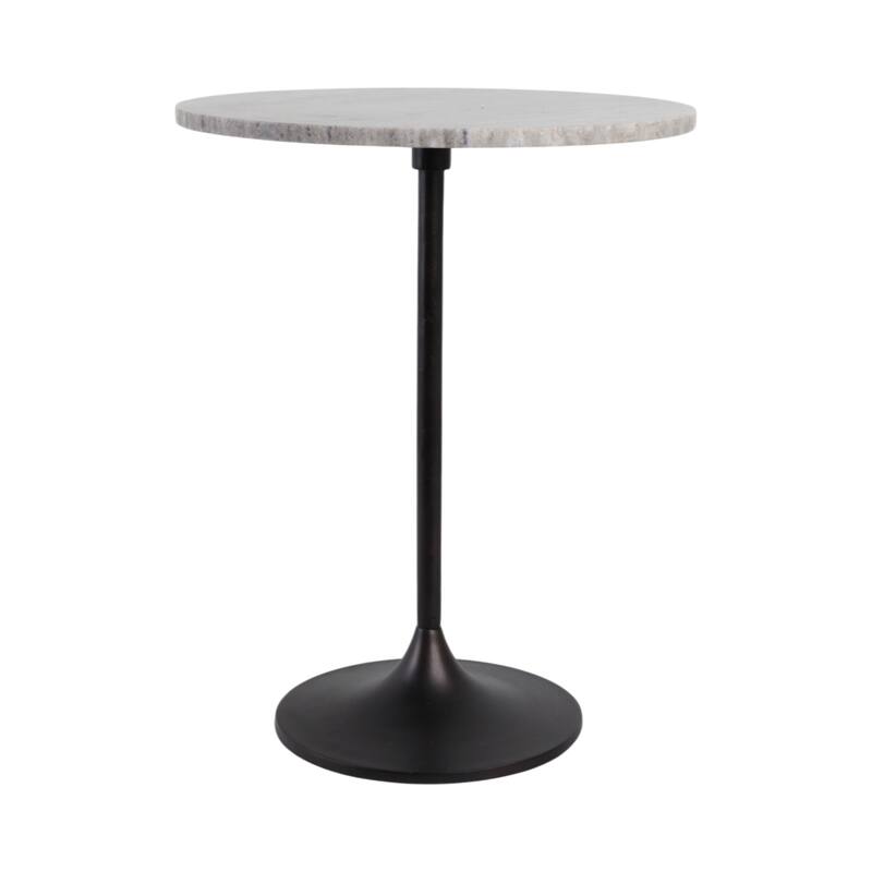 Metal Base Marble Top Modern Glam Accent Table Round Silhouette