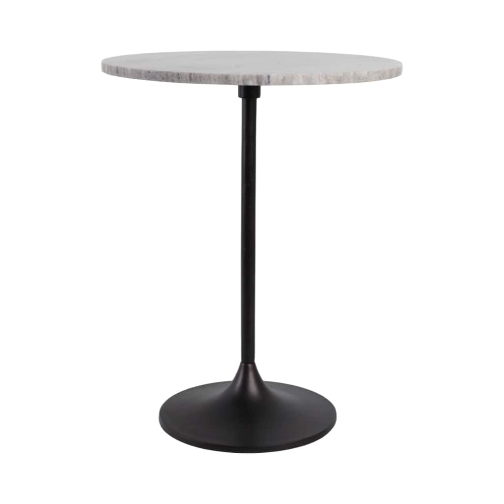 Metal Base Marble Top Modern Glam Accent Table Round Silhouette