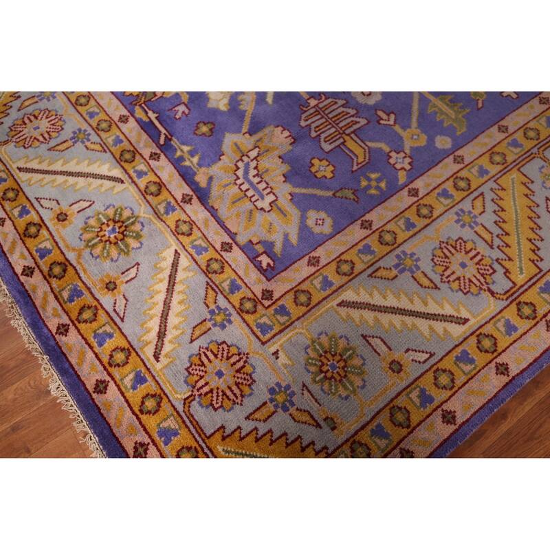 Purple Oushak Large Indian Area Rug Handmade Wool Carpet - 11'9"x 14'8"