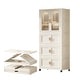 preview thumbnail 1 of 12, 25.59" Side Wide Folding Wardrobe, 25.59"×15.75"×70.87", with Magnetic Door, Plastic Storage Cabinet with Wheels Cream White