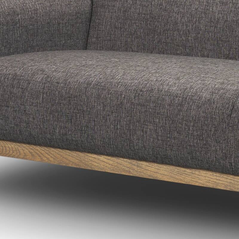 HomeRoots 90" Gray Fabric Sofa With Brown Legs