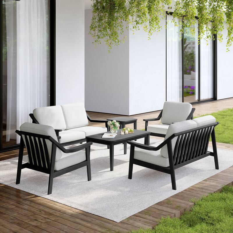 Outdoor Conversation 6 Seater Patio Chat Set with Cushions and Table