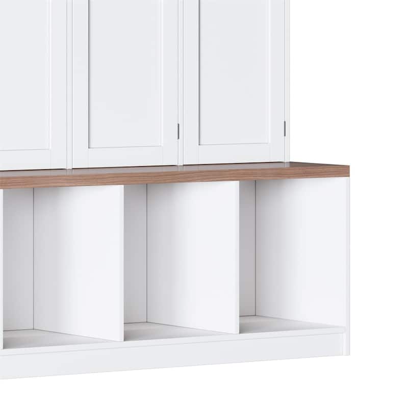 Farmhouse Hall Tree w/4 Hidden Hanging Hooks,Versatile Seating Bench
