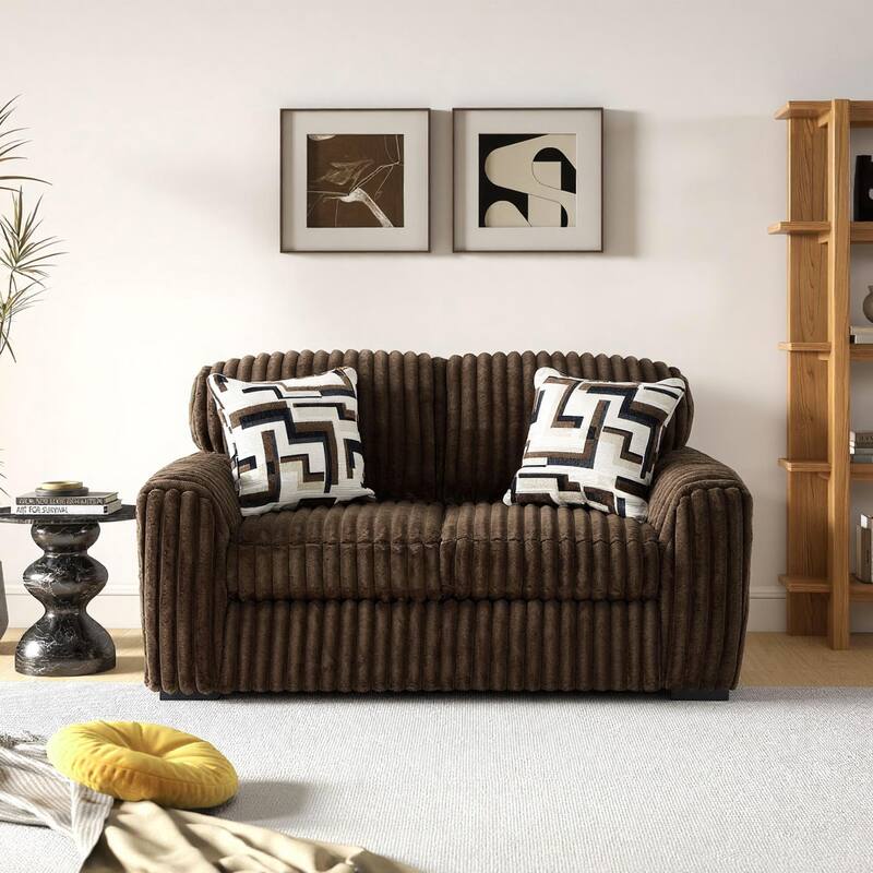 Roundhill Furniture Solenne Chair and Ottoman Set, Oversized Chair and Ottoman with Jumbo Corduroy Upholstery