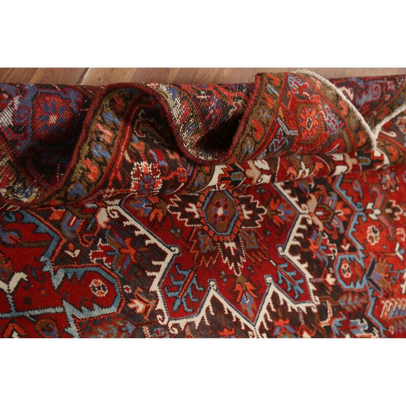 Hand Knotted Oriental 100% Wool Carpet Traditional Medallion Red Heriz Area Rug - 8' 8'' X 6' 9''