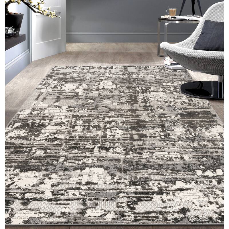 World Rug Gallery Contemporary Distressed Abstract Indoor/Outdoor Area Rug