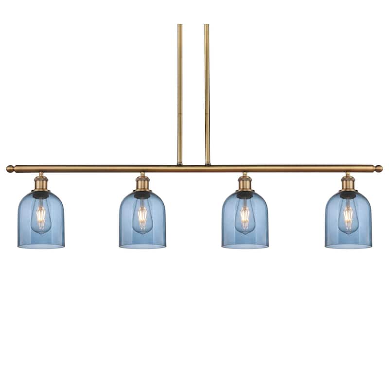 Innovations Lighting 516-4I-10-48 Bella Pendant Bella 4 Light 48" Wide - Brushed Brass / Princess Blue