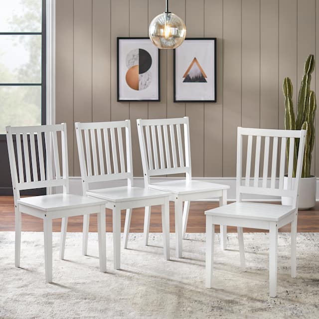 Simple Living Solid Wood Slat Back Dining Chairs (Set of 4) - White