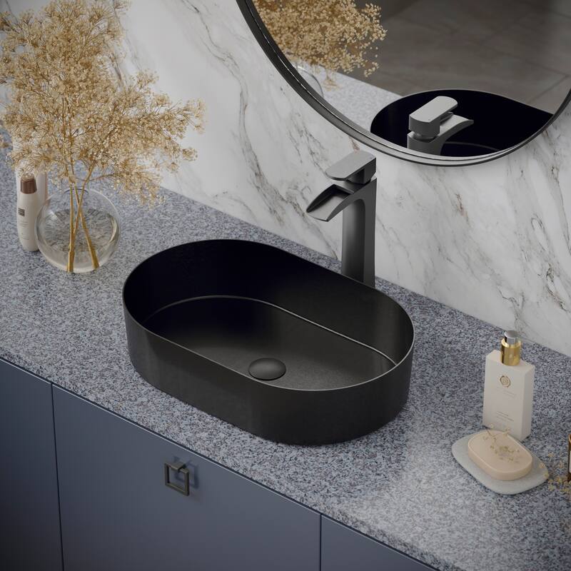 Karran Kassel Single Hole Single Handle Vessel Bathroom Faucet with Matching Pop-up Drain