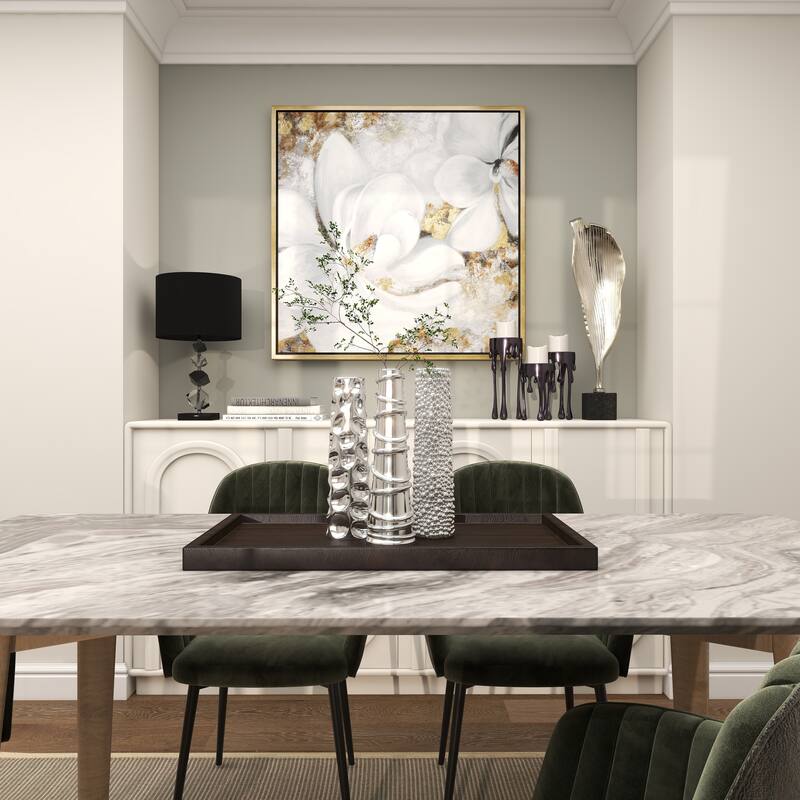 CosmoLiving by Cosmopolitan Sleek Ceramic Glam Vase with Varying Patterns (Set of 3) - Silver, Gold, Dark Blue, White