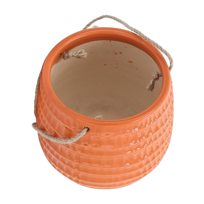 Sagebrook Home Neutral Textured Ceramic Hanging Planter