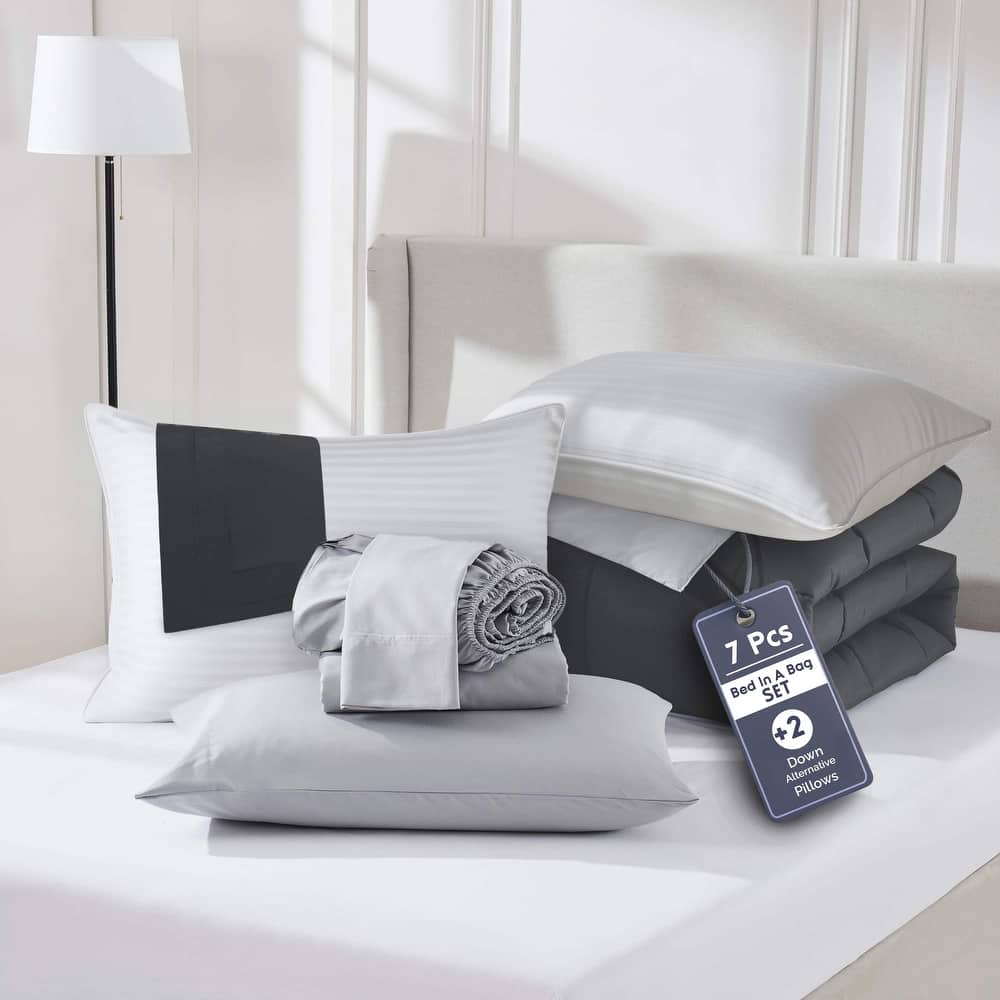 Empyrean Reversible Comforter Set Bed in a Bag with Down Alternative Pillow