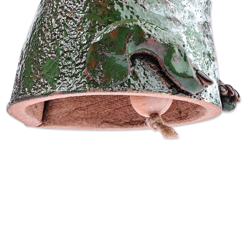 Novica Handmade Love-Struck Dragon Ceramic Bell Ornament