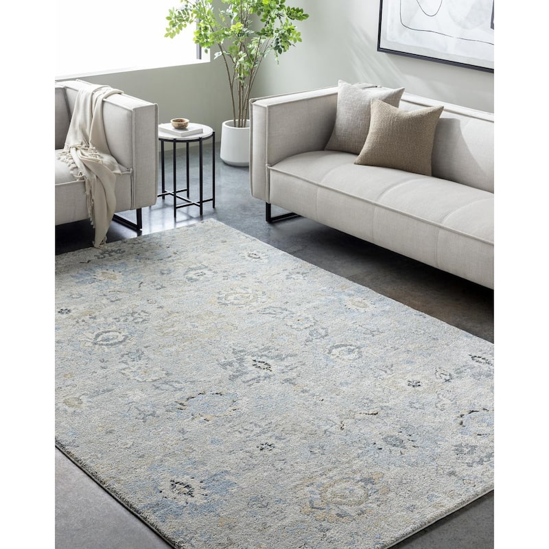 Livabliss Avellino Traditional Medallion Area Rug - Grey/Blue - 5' 3" x 7'