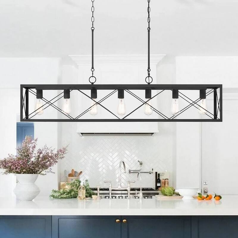 Kiro 5-light Farmhouse Linear Chandelier Faux Wood Dining Lighting with UL Certified - 36'' - Aged Zinc