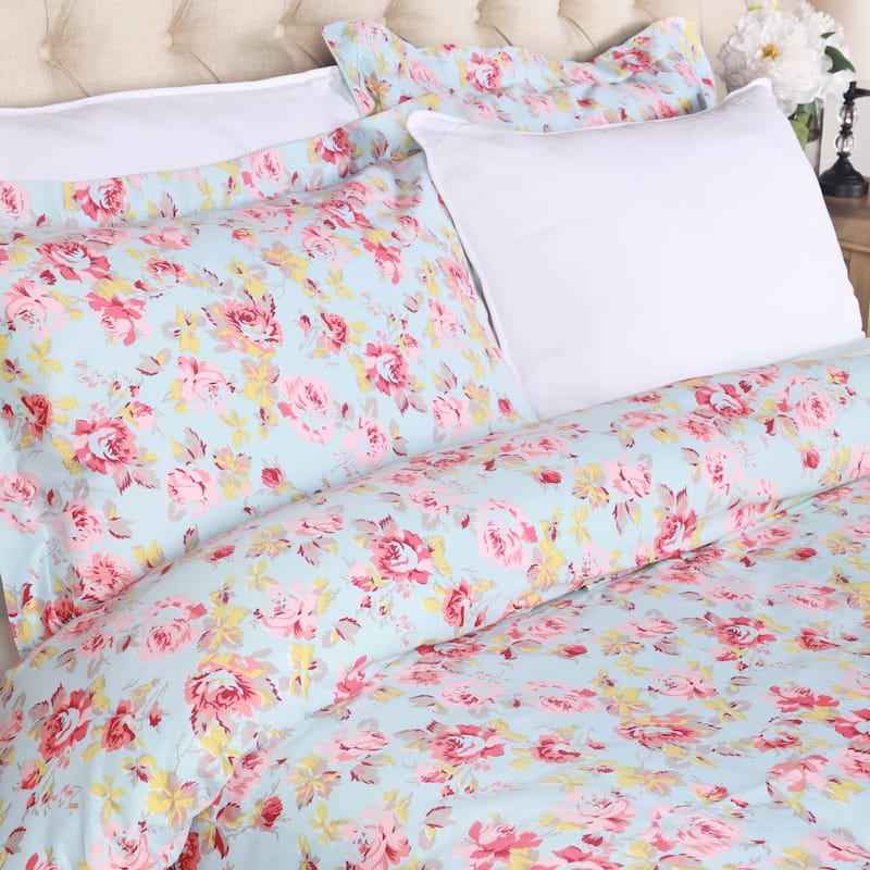 Superior Cotton Vintage Floral Duvet Cover Set with Pillow Shams
