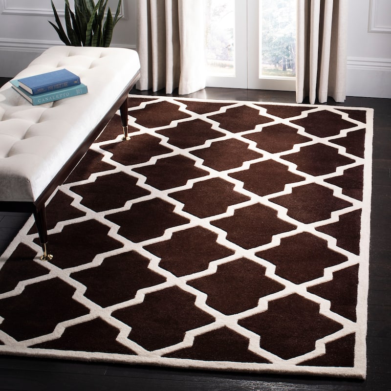 SAFAVIEH Handmade Chatham Rinske Modern Moroccan Wool Rug - 6' x 9' - Dark Brown/Ivory