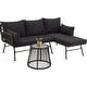preview thumbnail 15 of 52, EROMMY 3-Piece Patio Conversation Set with Glass Table & 2 Armchairs, Seat Cushions