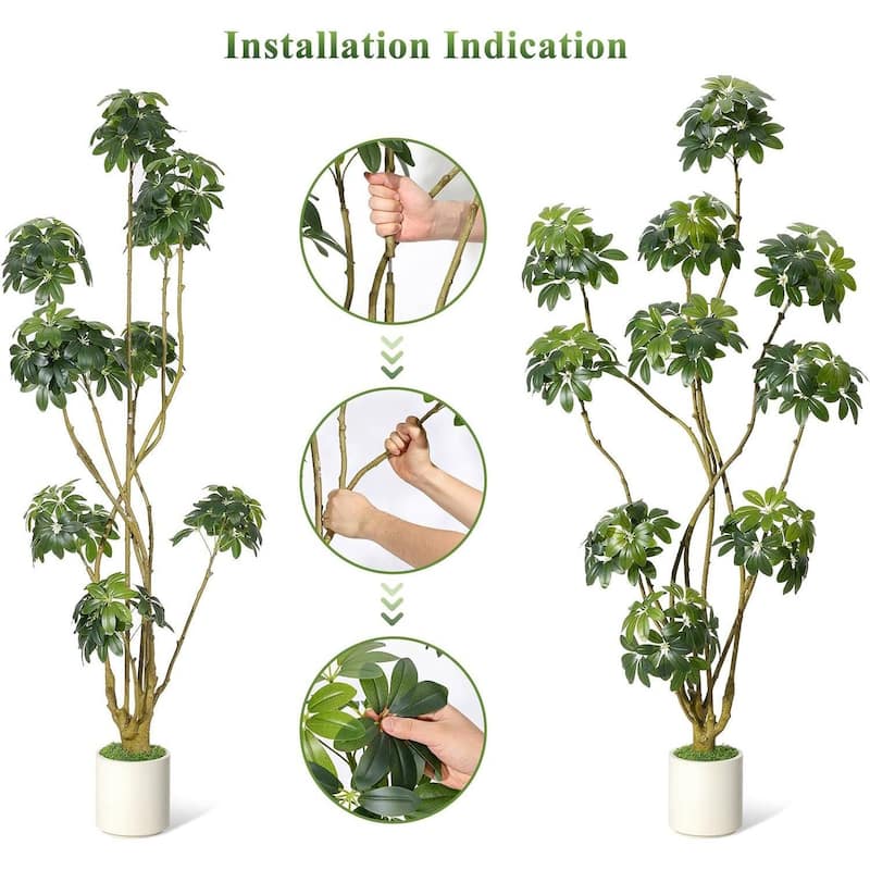Artificial Umbrella Schefflera Tree, Fake Plant for Home Decor