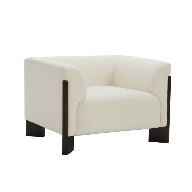 Upholstered Nordic Wide Seat Tuxedo Arms Barrel Chair Set of 2