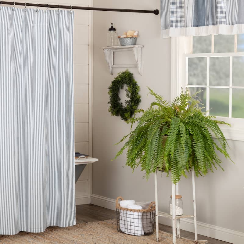 Sawyer Mill Blue Ticking Stripe Shower Curtain 72x72 - Blue/White - 72x72
