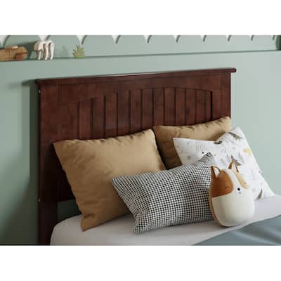 Solid Wood Twin Panel Headboard in Walnut with Classic Low Profile and Sleek Finish