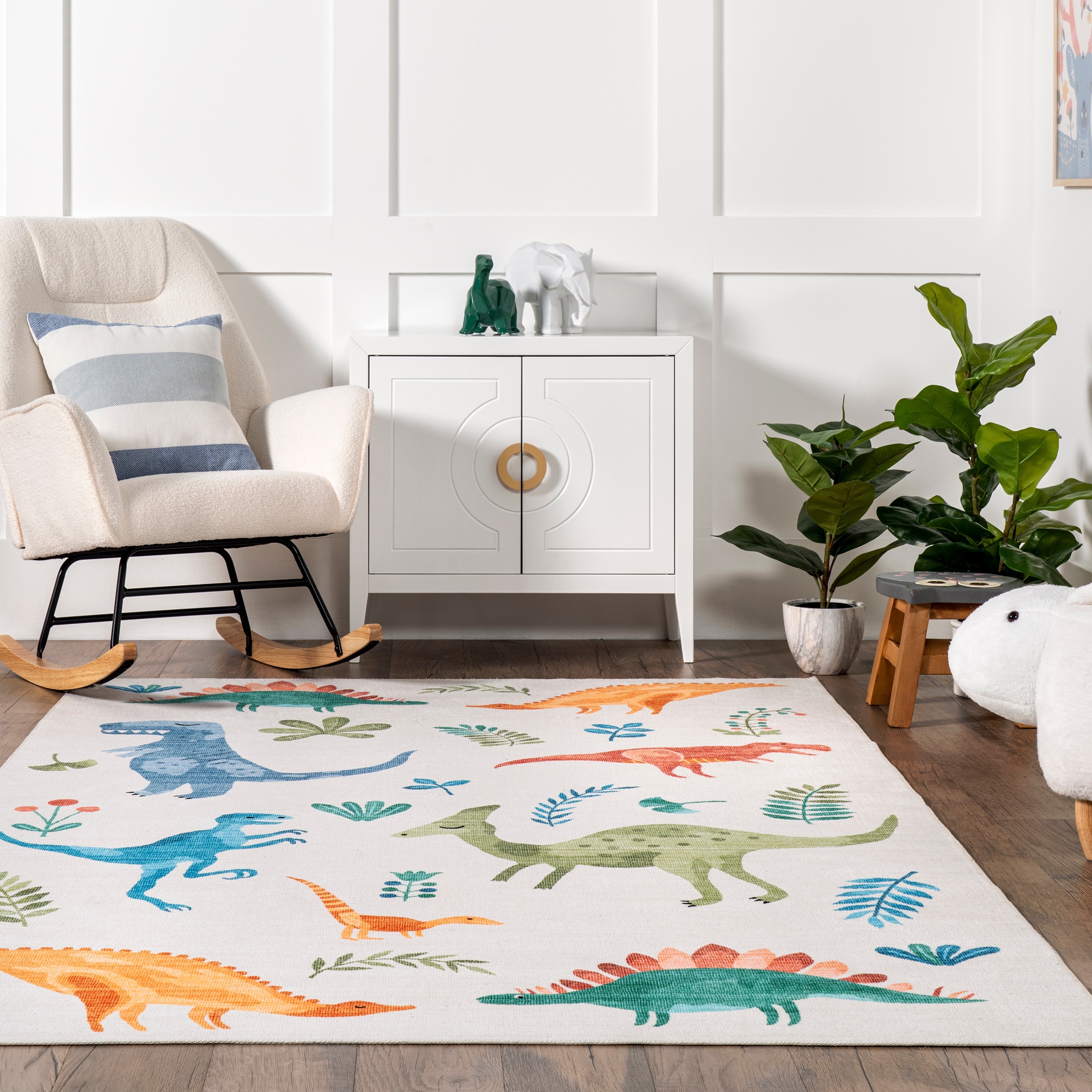 Nuloom Pavani Dinosaur SplashGuard Machine Washable Kids Area Rug