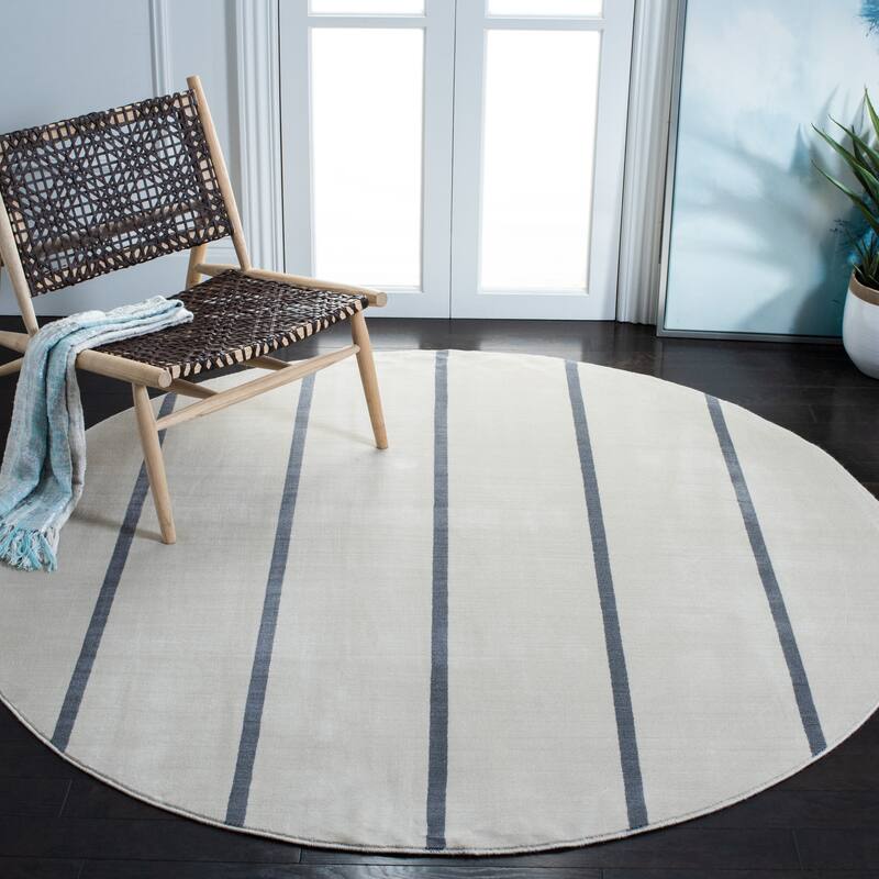 SAFAVIEH Orwell Fleda Modern Stripe Rug - 6'7" Round - Ivory/Grey