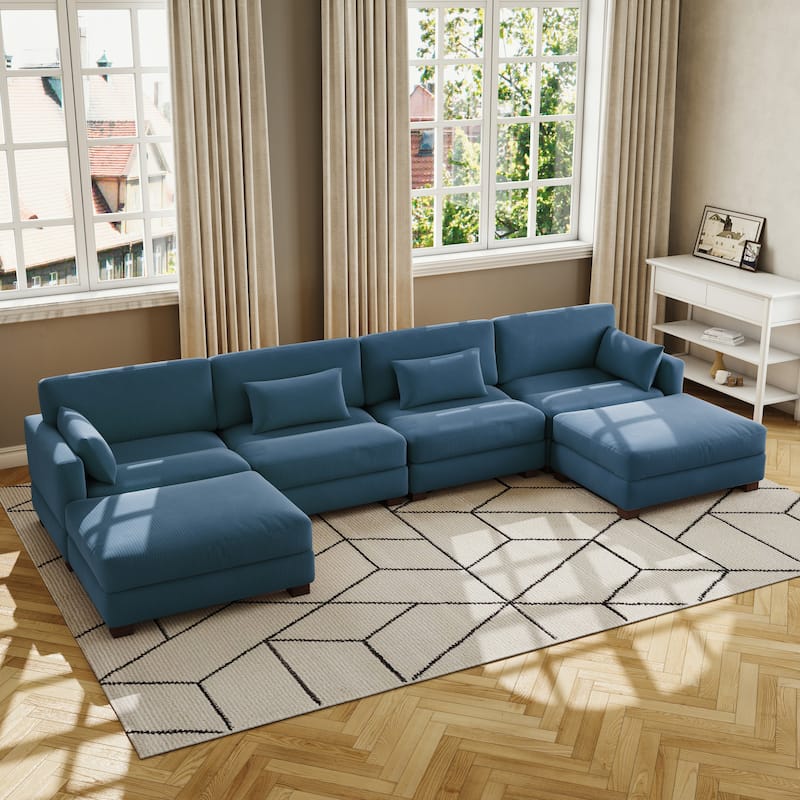 Corduroy Upholstered Modular Sectional Sofa for Living Room