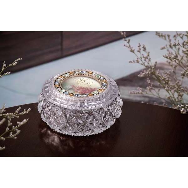 Set of 2 Clear and Gold Contemporary Diamond Cut Round Box 4.5" - N/A