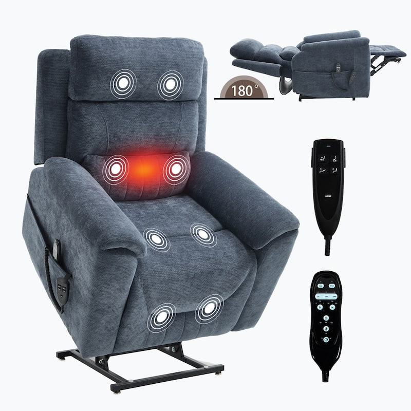 350 Lbs Leatherair Power Lift Recliner Chair,Heavy Duty Motion Mechanism With 8-Point Vibration Massage And Lumbar Heating