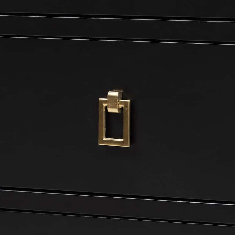 Tamra Black Wood Dresser with Drawers - Bedroom Storage Unit with Metallic Accents, 6-Drawer Modern Transitional Bedroom Storage