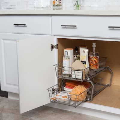 ClosetMaid Two Tier Nickel Pull Out Cabinet Organizer