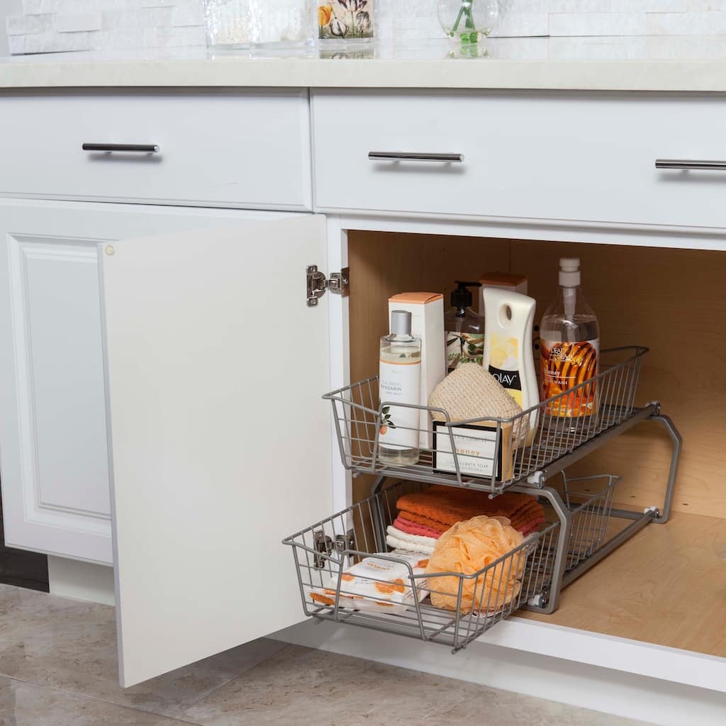 ClosetMaid Two Tier Nickel Pull Out Cabinet Organizer