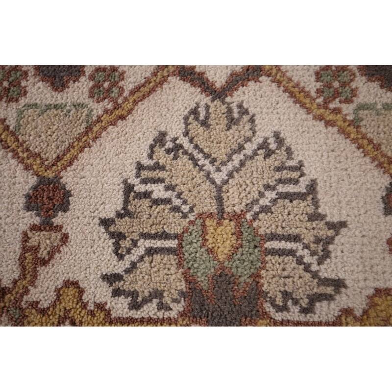 All-Over Gray & Ivory Oushak Indian Area Rug Handmade Wool Carpet - 8'1" x 9'9"