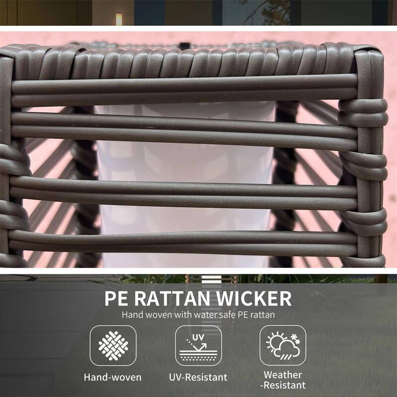 Outdoor Solar Floor Lamp with Warm White LED Waterproof Rattan and Steel Patio Lighting - 7.75" W x 7.75" D x 26.75" H