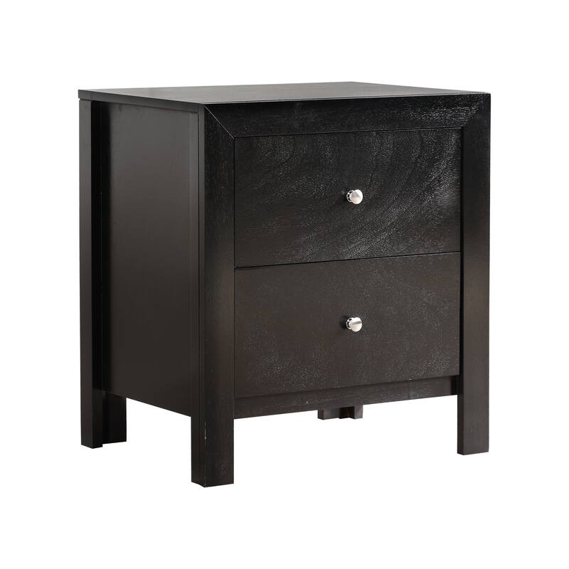 Chic Black Bedside Table with Two Drawers for Immediate Use