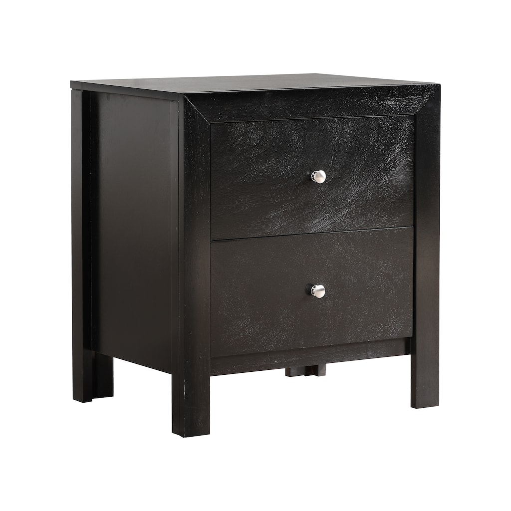 Stylish Black Premium Nightstand with Two Drawer Storage