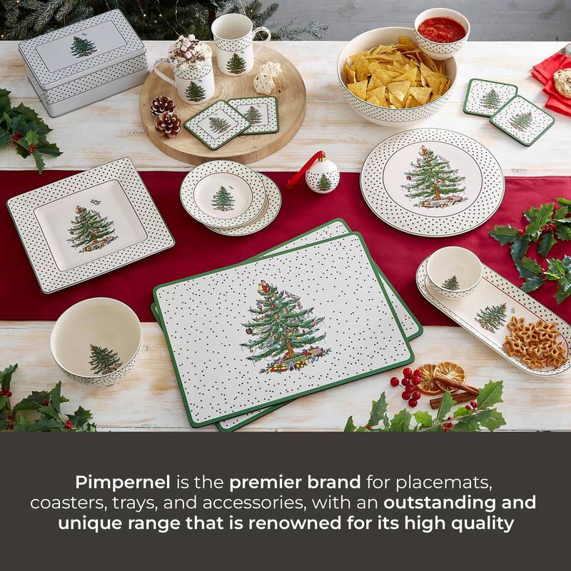 Pimpernel Set of 4 Christmas Tree Polka Dot Placemats - 15.7" L x 11.7" W