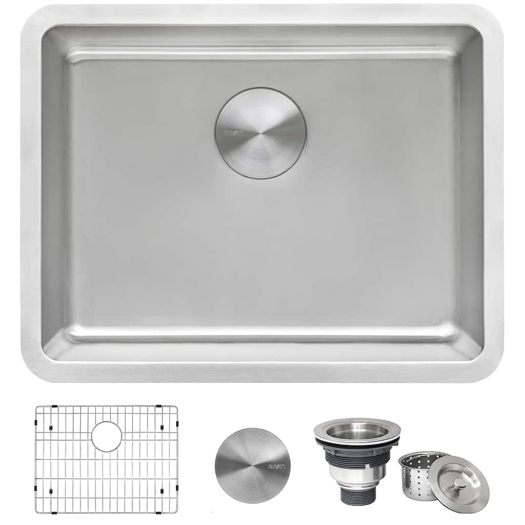 Ruvati 23-inch Undermount Kitchen Sink 16 Gauge Stainless Steel Single Bowl - RVM5908 - 23" X 18"