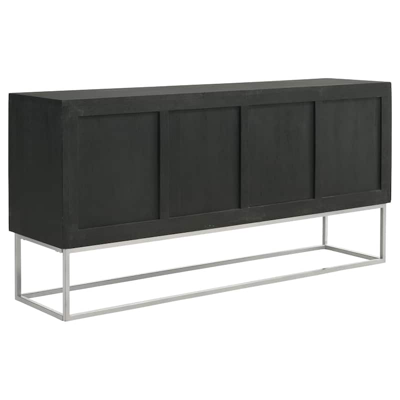 Borman 4-Door Wood Accent Cabinet Walnut and Black