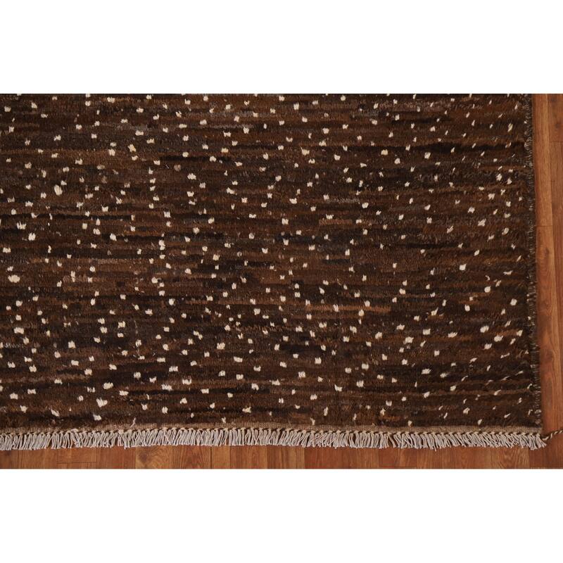 Hand Knotted Oriental 100% Wool Carpet Tribal Tribal Brown Moroccan Area Rug - 7' 10'' X 5' 7''