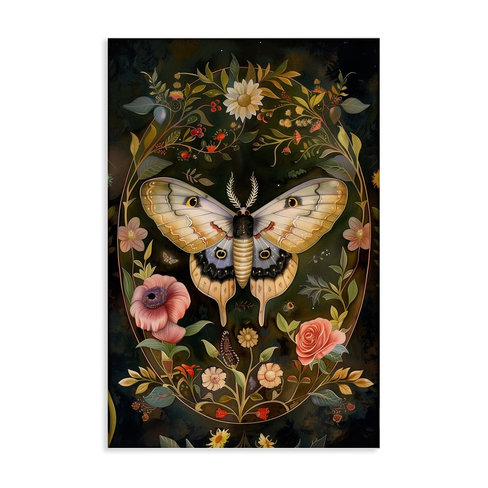 Stupell Victorian Botanicals & Moth Canvas Wall Art Design By The Dutch Lady