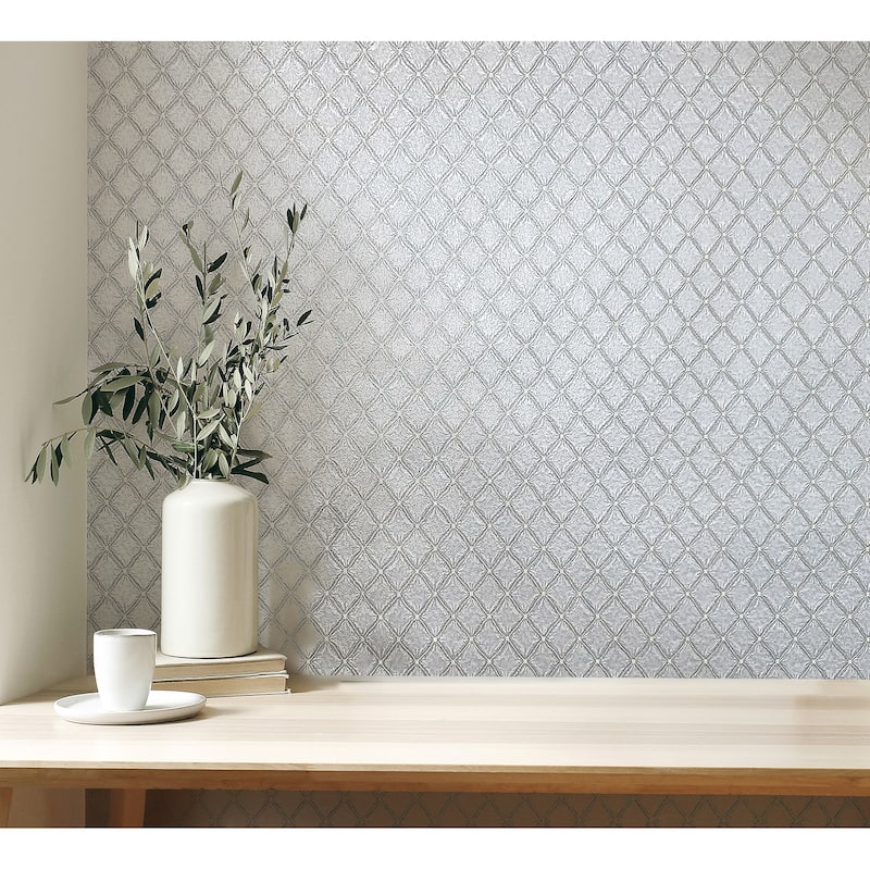 Fine Decor Santina Natural & Grey Trellis Wallpaper