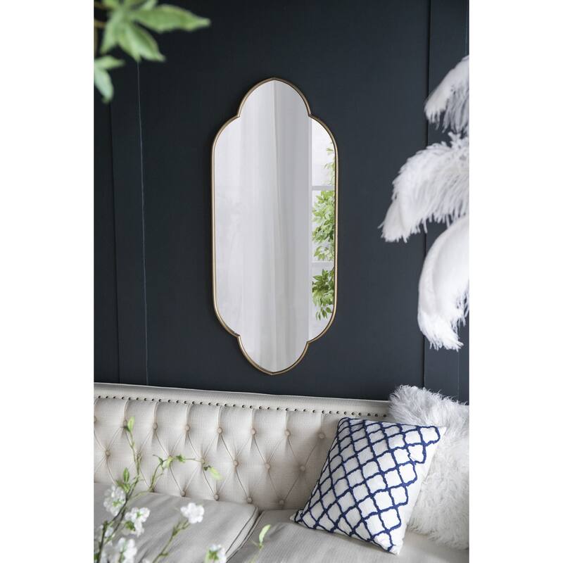 22.4" x 1" x 48" Champagne Gold Decorative Wall Mirror with Notched Edges