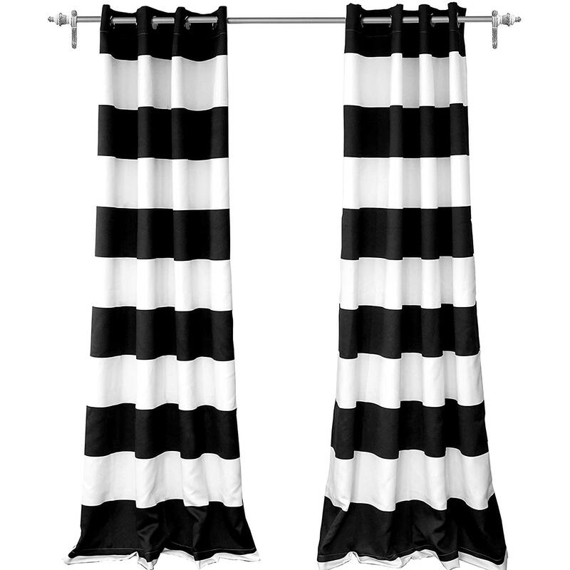 DriftAway Mia Woven Stripe 100% Blackout Thermal Insulated Window Curtain - 50" width x 84 " length - Black